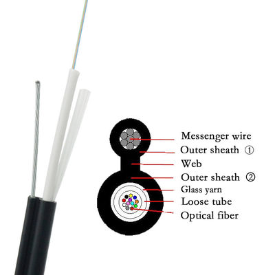 كابل الألياف البصرية الخارجي GJYXC8H 8 FRP Strength G.652D LSZH 12 Core وضع فردي