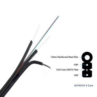 كابل إسقاط الألياف البصرية ثنائي النواة FTTH في الهواء الطلق مع عضو قوة FRP