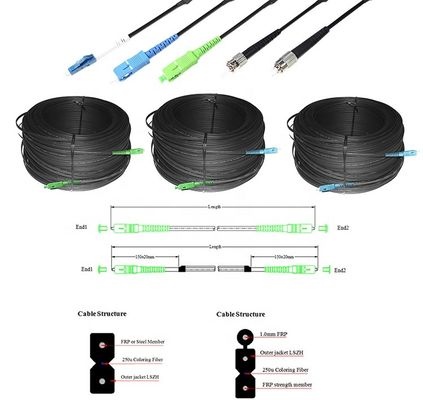 كابل إسقاط FTTH خارجي للطائر ، سلك تصحيح الألياف الضوئية G657A