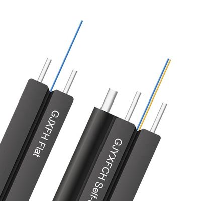 1 2 4 كور الألياف البصرية داخلي / خارجي مسطح FTTH Drop Cable