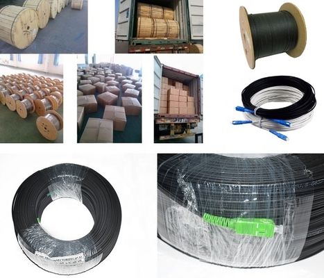 1 2 4 كور الألياف البصرية داخلي / خارجي مسطح FTTH Drop Cable
