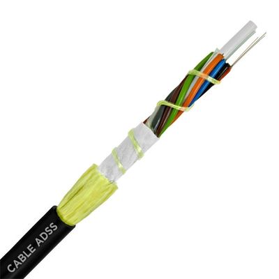 كبلات الألياف البصرية من Adss 2 4 8 24 48 96 Core 12 Fiber G652D وضع فردي كابل الألياف الضوئية المظلمة الهوائية ADSS في الهواء الطلق