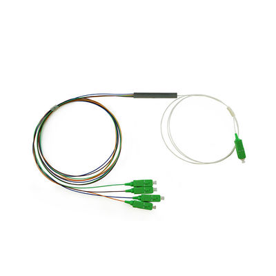 G657A1 FTTH 1x2 مقسم الألياف البصرية ، فاصل PLC صغير SC APC 0.9 مم