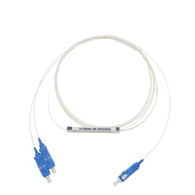 FTTH الألياف البصرية PLC الفاصل 1x2 نوع الأنبوب الفولاذي الصغير مع موصل SC