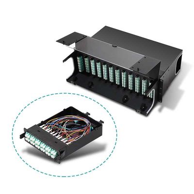 لوحة التصحيح البصرية عالية الكثافة 19 بوصة 1U MPO MTP-LC 24F 10G 40G