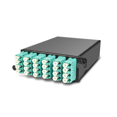 144 نواة 19 &quot;1U MTP لوحة التصحيح الألياف MPO مع 4 قطع OM3 MTP-LC كاسيت