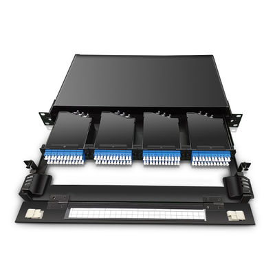 144 نواة 19 &quot;1U MTP لوحة التصحيح الألياف MPO مع 4 قطع OM3 MTP-LC كاسيت