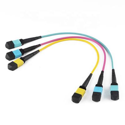 سلك تصحيح كبل الألياف 12 Core 24 Core ، كبل Mtp Mpo Patch Om3 Om4 لـ Qsfp