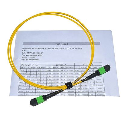 سلك تصحيح كبل الألياف 12 Core 24 Core ، كبل Mtp Mpo Patch Om3 Om4 لـ Qsfp