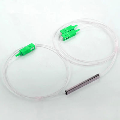 FTTH الألياف البصرية PLC الفاصل 1x2 نوع الأنبوب الفولاذي الصغير مع موصل SC
