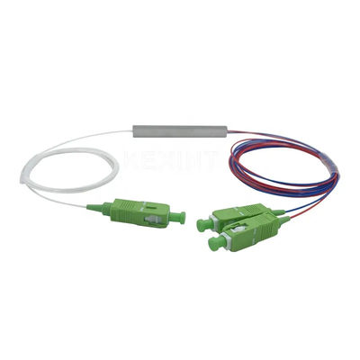 FTTH الألياف البصرية PLC الفاصل 1x2 نوع الأنبوب الفولاذي الصغير مع موصل SC