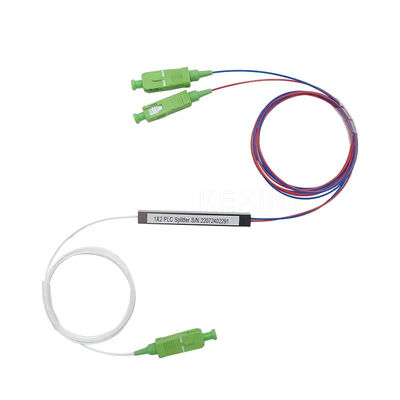 جهاز تقسيم الألياف البصرية 1x2 PLC SC APC UPC أحادي الوضع نوع الأنبوب الفولاذي الصغير