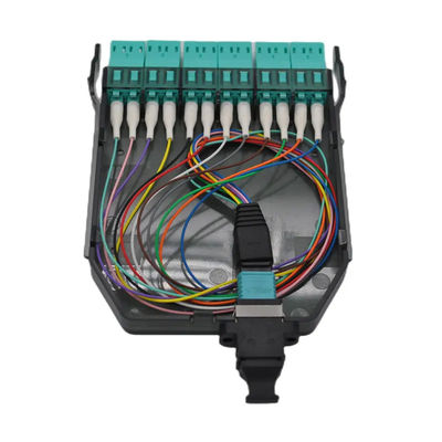 لوحة التصحيح MPO سوداء ، MPO إلى LC Cassette مع 12 مركزًا و 24 مركزًا