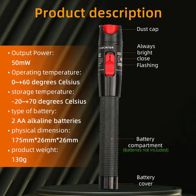 ملحقات كابل الألياف 650nm المخصصة ، محدد موقع الخطأ المرئي من نوع القلم 30 ميجا واط